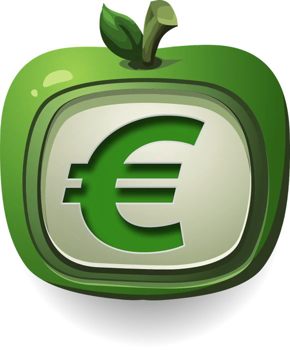 a green apple with a euro sign on it, deviantart, cgtrader, vignette illustration, per un pugno di dollari, panel