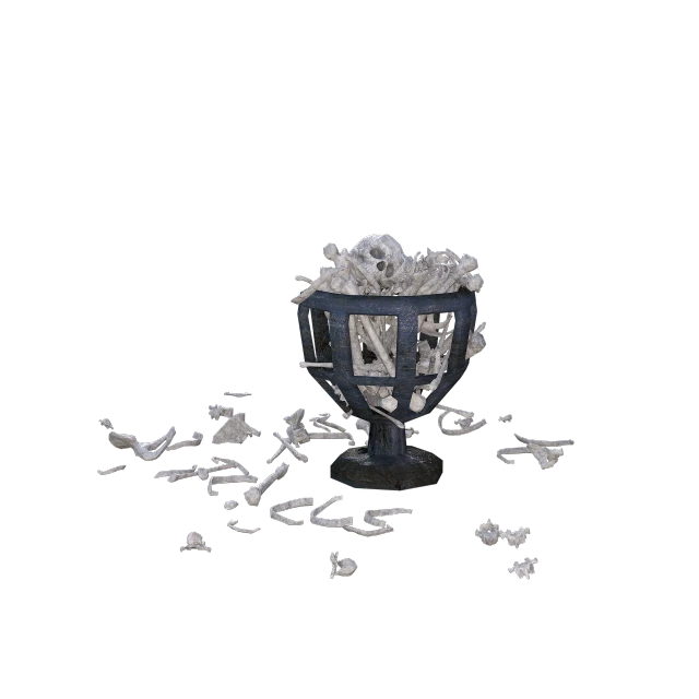 a vase filled with bones and bones sitting on top of a table, polycount contest winner, vanitas, made of paperclips, crystal particles, exploded view, fragmented typography