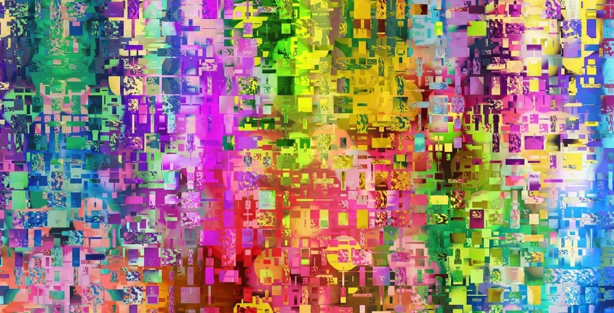 a multicolored pattern of squares and rectangles, a digital painting, inspired by George Aleef, generative art, 4k highly detailed digital art, full of colour 8-w 1024, glitches in reality, abstract fractal automaton