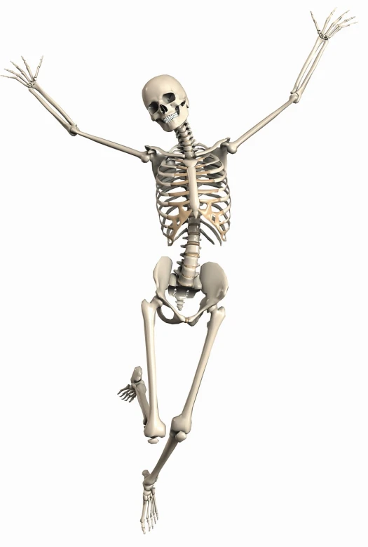 a skeleton that is jumping in the air, an illustration of, massurrealism, high res photo, 2000s photo