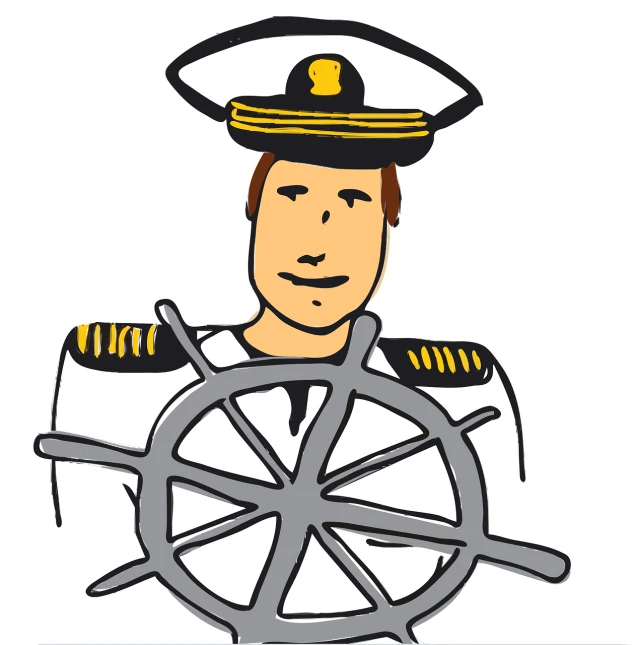 a man in uniform holding a steering wheel, an illustration of, sharp illustration, helm, low resolution, stockphoto