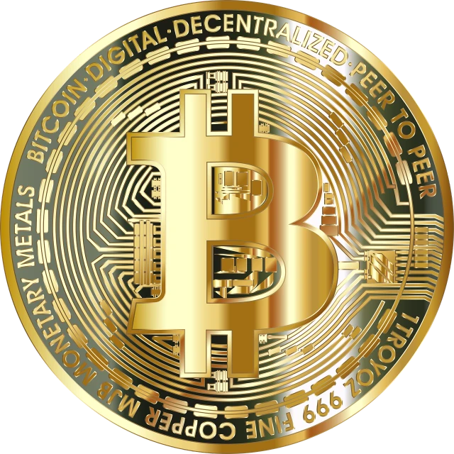 a gold bitcoin on a black background, a digital rendering, !!! very coherent!!! vector art, listing image, medallion, capital