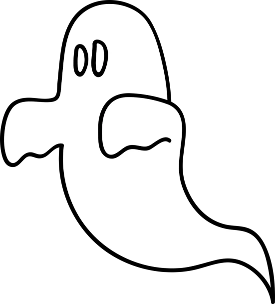 a black and white drawing of a ghost, a cartoon, by Andrei Kolkoutine, pixabay, happening, white neck visible, leave, white ghosthulk, mcbess