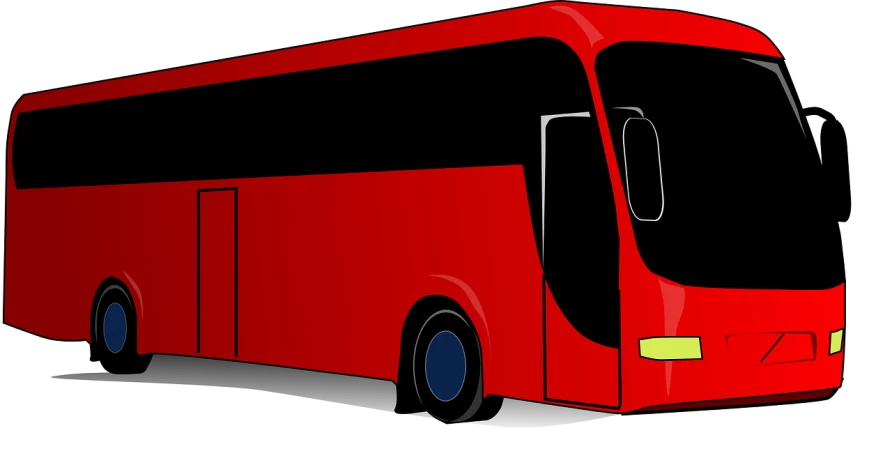 a red bus on a black background, by Tadeusz Makowski, pixabay, digital art, cartoon, plan, sitting down, touring