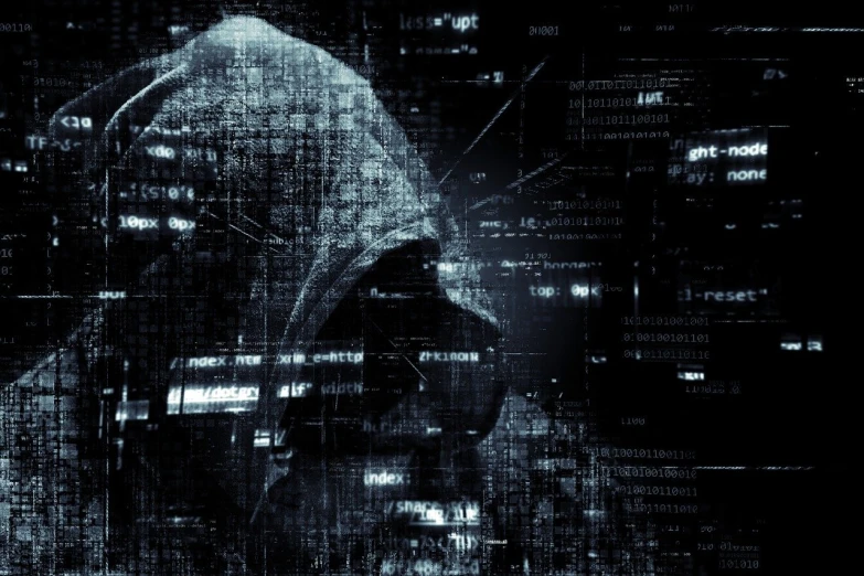 a black and white photo of a person in a hoodie, digital art, hacking effects, cyber background, photo taken in 2 0 2 0, information