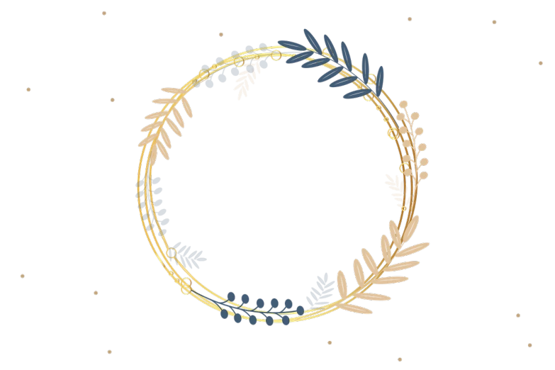 a gold and blue wreath on a black background, botanical background, 10k, starry, autumn