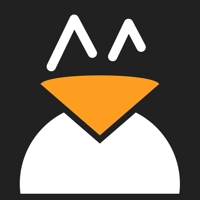 a close up of a penguin's face on a black background, inspired by Ivan Generalić, reddit, mingei, vector icon, cone, fox ears illustration, avatar image