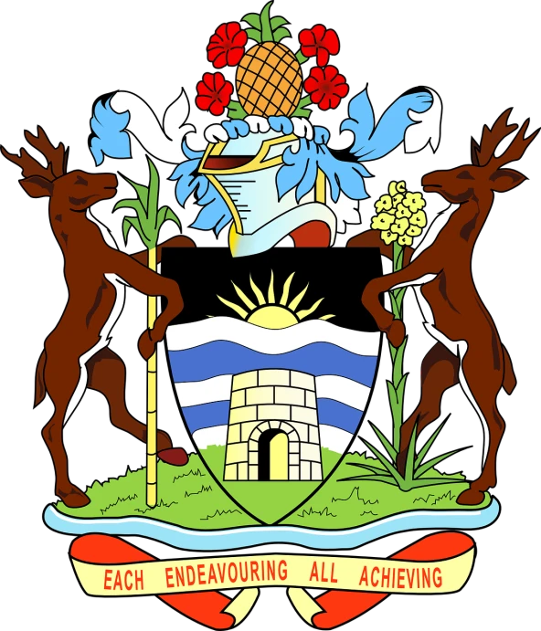 a coat of arms with animals and flowers, a screenshot, by Leonard Ochtman, pixabay, jamaican, rivers, 1984, parliament