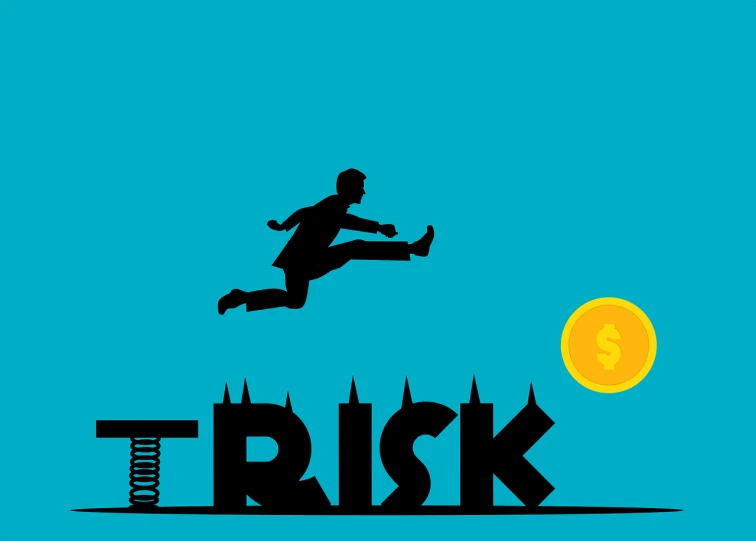 a man jumping over a sign that says trick, an illustration of, high contrast illustration, cash, sid meier, worksafe. illustration