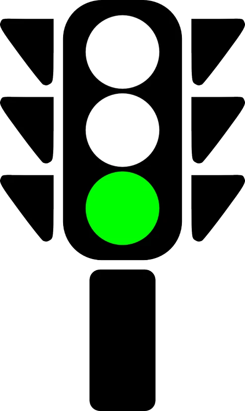 a traffic light with a green light on it, inspired by Masamitsu Ōta, hurufiyya, black main color, rocket, child, single point of light