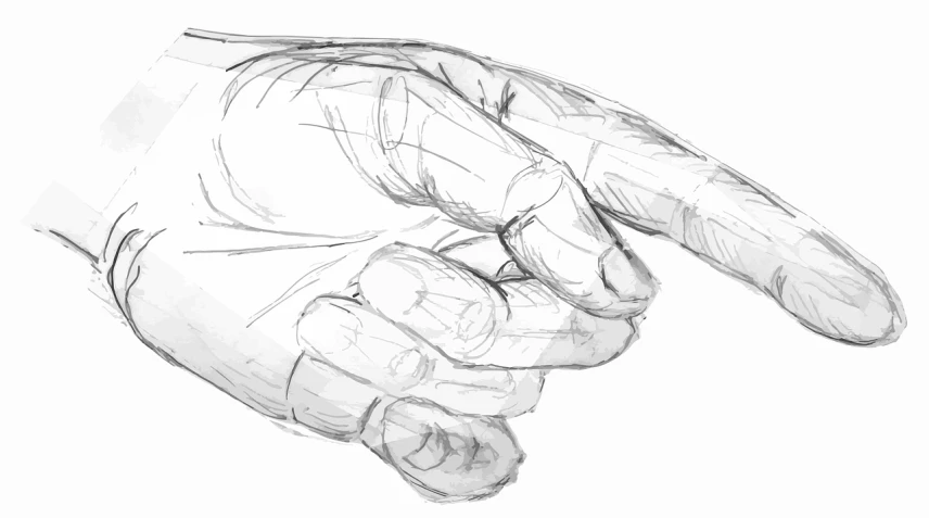 a drawing of a hand pointing at something, by Matija Jama, Artstation, digital sketch, detail, sketched 4k, pose 1 of 1 6
