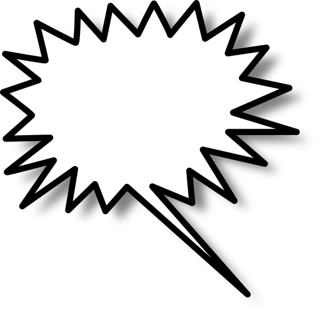 a white speech bubble on a black background, a comic book panel, by Edward Bailey, pop art, spiky, high res photo, white bg, an scp anomalous object