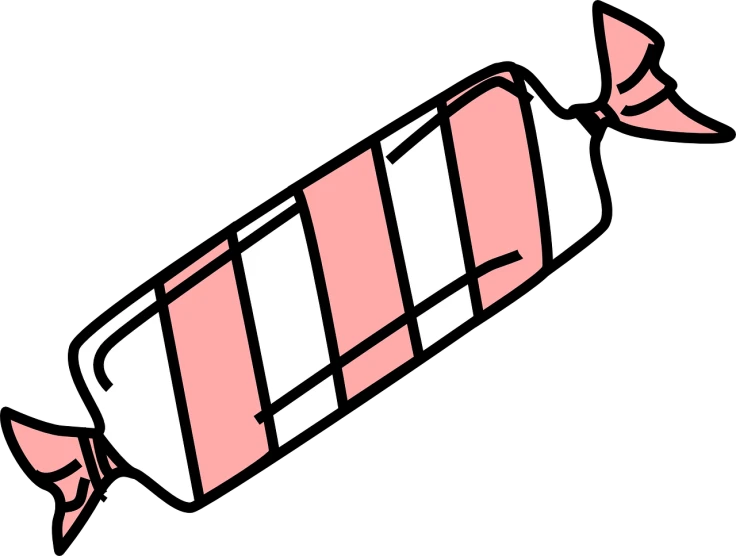 a pink and white candy bar on a black background, a digital rendering, by Ryoji Ikeda, pixabay, mingei, large mouth with teeth, path traced, roy lichtenstein style, anonymous as a sausage