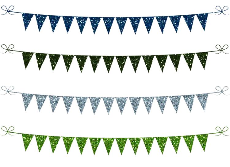 a set of glitter pennants on a black background, a digital rendering, light green and deep blue mood, party, resin, masterpiece work of art