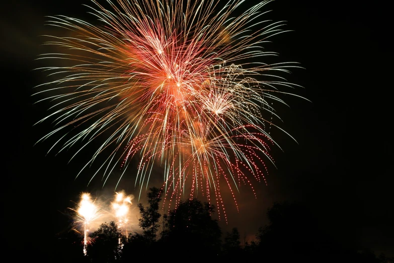 a bunch of fireworks that are in the sky, a portrait, by Erwin Bowien, shutterstock, july 2 0 1 1, taken with a pentax1000, oregon, michael bair