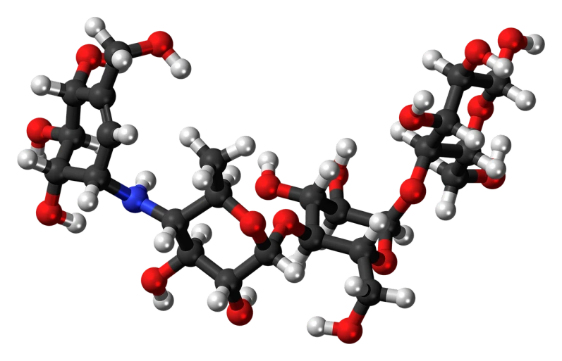 a close up of a molecule on a black background, a digital rendering, by William Berra, flickr, complex shading, taken in 1 9 9 7, hydra, blue and red color scheme
