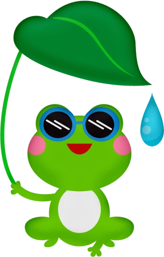 a green frog with sunglasses and a green leaf, a digital rendering, inspired by Luigi Kasimir, raining!!, girl, black, detailed screenshot