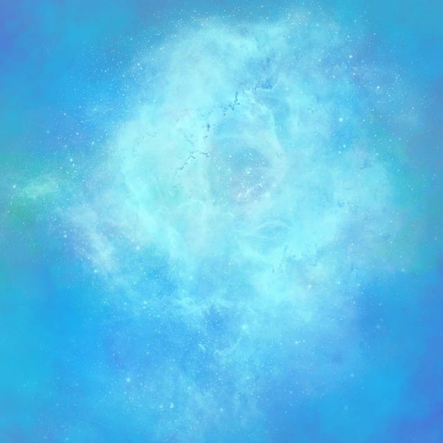 a painting of a person on a surfboard in the ocean, a digital painting, metaphysical painting, ((space nebula background)), background soft blue, heaven background, halo of light