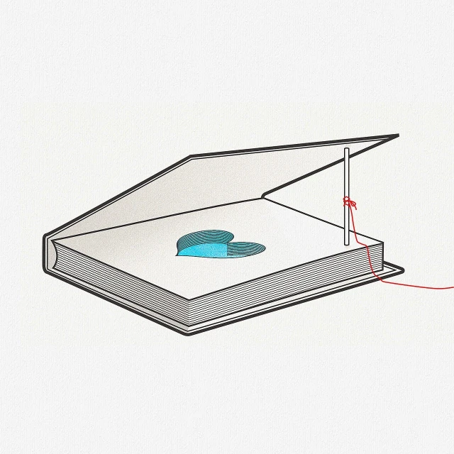 an open book sitting on top of a table, a storybook illustration, by jeonseok lee, featured on behance, conceptual art, heart operation, very minimal vector art, laser, keyhole