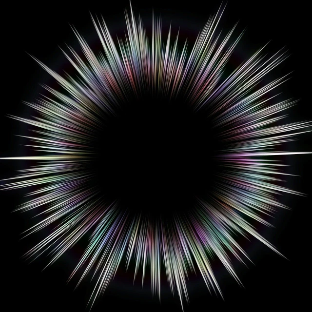 a close up of a circular object on a black background, a raytraced image, by Ryoji Ikeda, pexels, multicolored vector art, long spikes, hyperspeed, sharp focus illustration