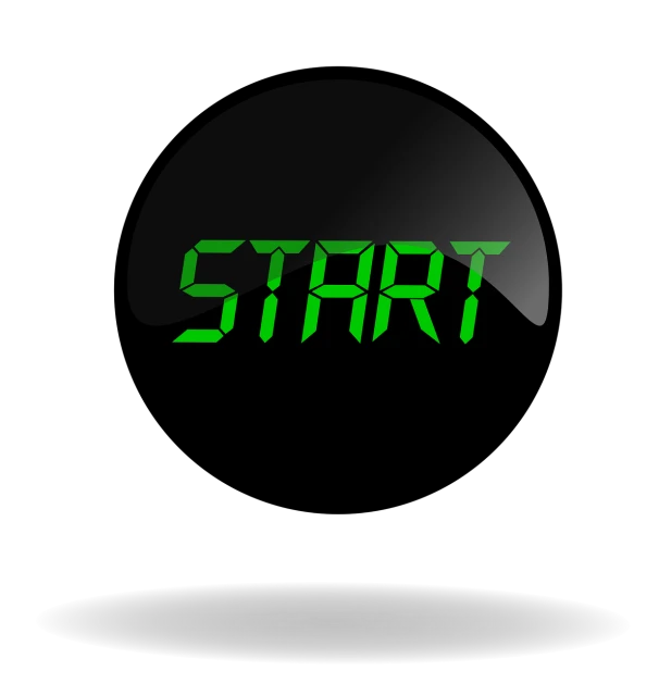 a clock that reads start on a black background, a screenshot, computer art, first-person, sharp focus vector centered, platformer, green and black colors