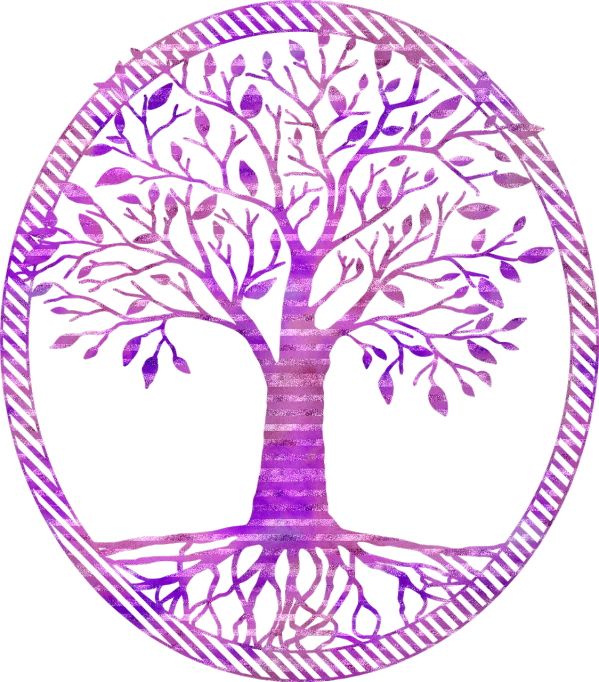 a purple tree with leaves in a circle, a digital rendering, sots art, ancient, background image, intricately carved, witchy clothing