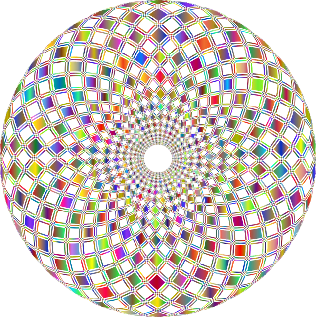 a multicolored circular object on a black background, a raytraced image, inspired by Victor Vasarely, flickr, arranged in the golden ratio, while tripping on dmt, blotter art, black hole
