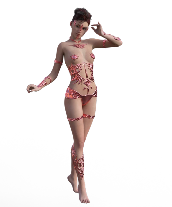 an image of a woman with tattoos on her body, a raytraced image, inspired by Alberto Seveso, zbrush central contest winner, red glowing veins, 5 fingers). full body realistic, fine cyborg lace, futuristic himba teenage girl