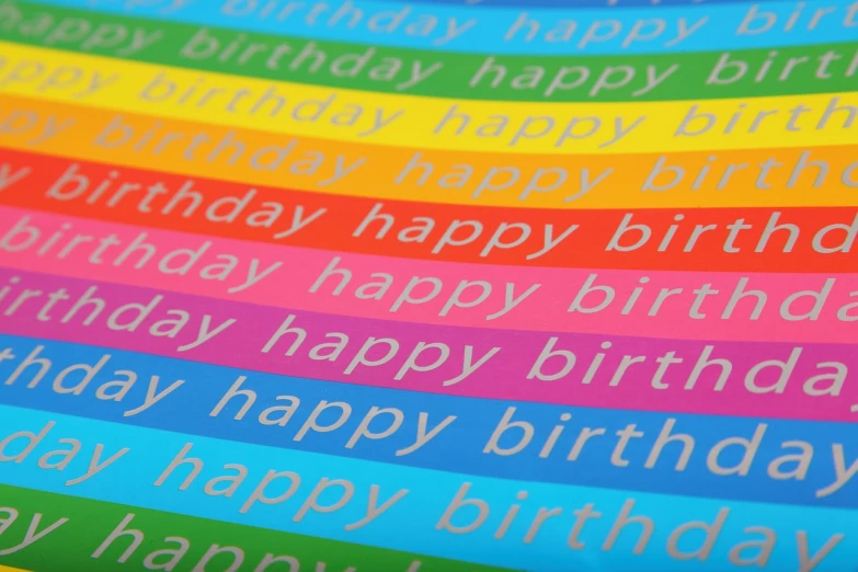 a birthday card with the words happy birthday on it, a stock photo, by Christabel Dennison, shutterstock, fine art, rainbows, detail shot, 2 0 1 2, 3 5 mm colour