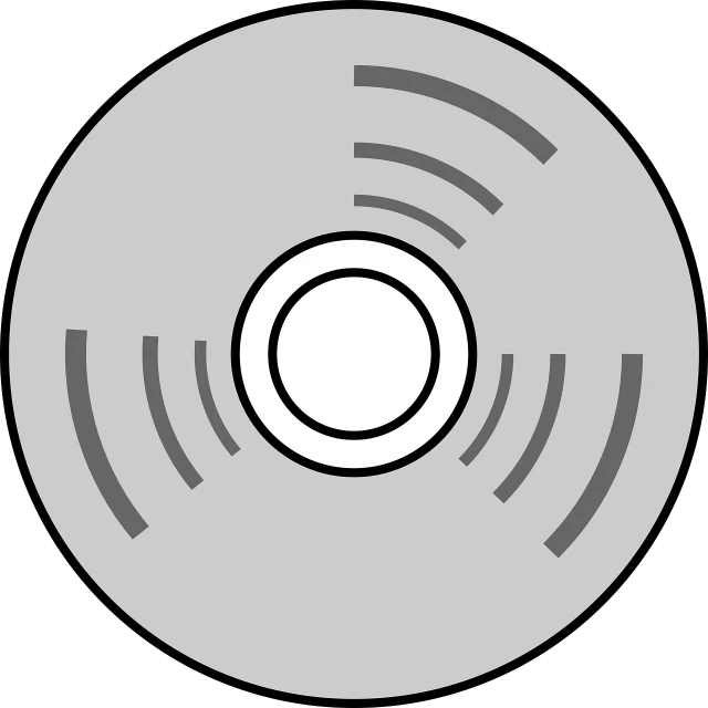 a black and white photo of a circular object, a computer rendering, pixabay, computer art, dvd, flat grey color, sound wave, clipart
