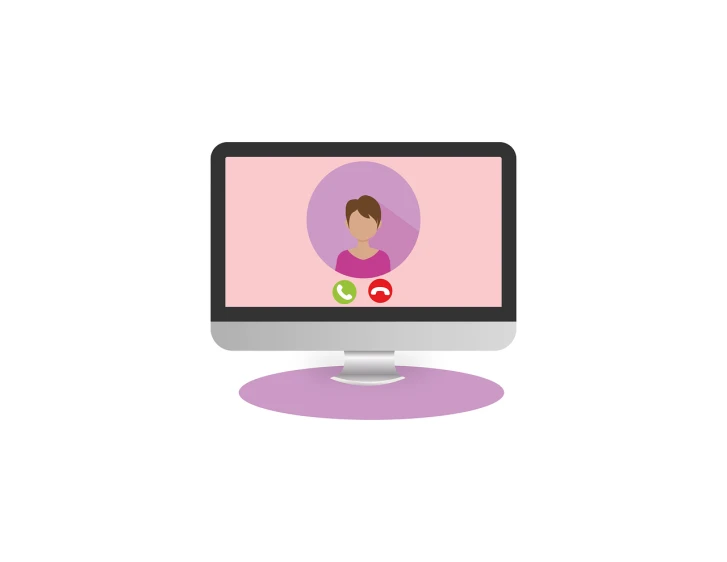 a picture of a person on a computer screen, a computer rendering, flat icon, telephone, in simple background, high quality product photo