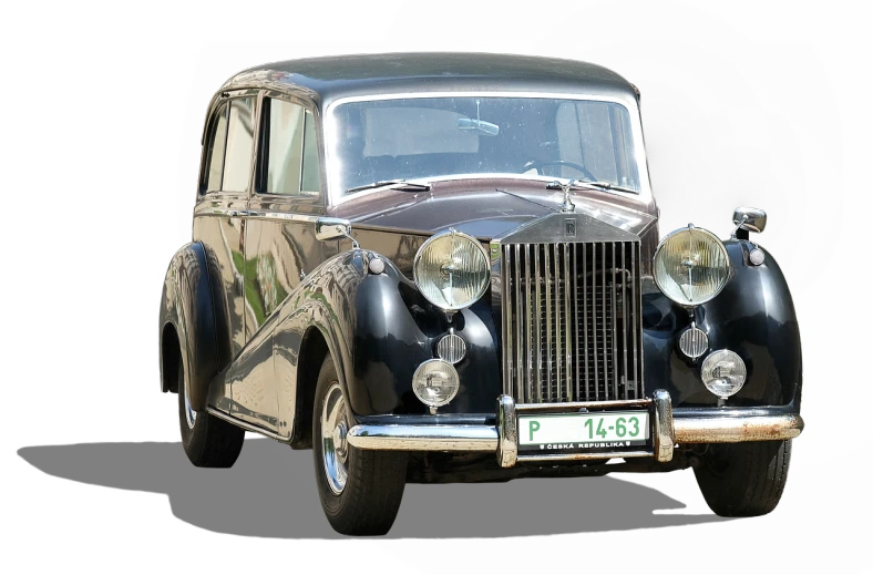 a classic car parked on the side of the road, a portrait, by Hans Fischer, pixabay, photorealism, on clear background, coronation, cub, digital collage