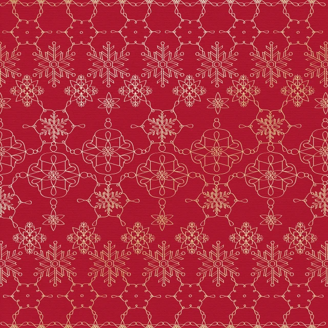 a close up of a pattern on a red background, a digital rendering, inspired by Katsushika Ōi, arabesque, golden lace pattern, christmas, 4k high res, oriental carpets