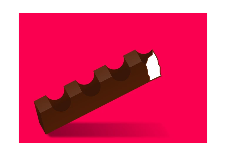 a chocolate bar on a pink background, inspired by Joris van der Haagen, conceptual art, lineless, pipe, in a row, eating