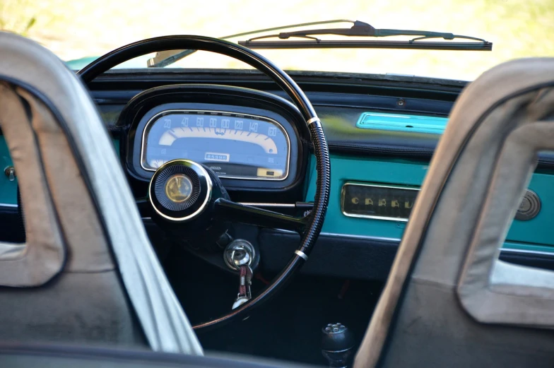 a close up of a steering wheel and dashboard of a car, by Sven Erixson, flickr, purism, lada car, renault, interior of a small, jeep