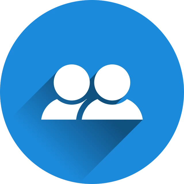 two people in a circle with a long shadow, a digital rendering, pixabay, blue, icon pack, close portrait, listing image