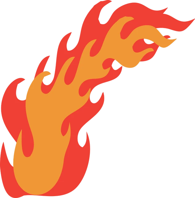 a close up of a fire on a black background, inspired by Rodney Joseph Burn, svg vector, facing left, cartoonish and simplistic, a brightly colored
