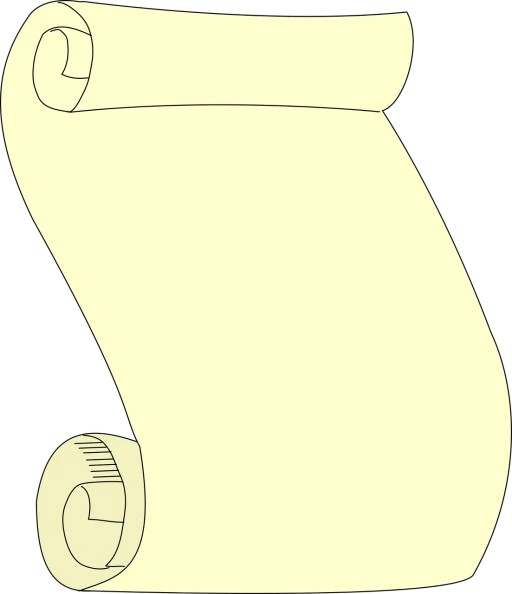 a scroll of paper on a black background, lineart, pixabay, butter, no gradients, simple primitive tube shape, black outlines