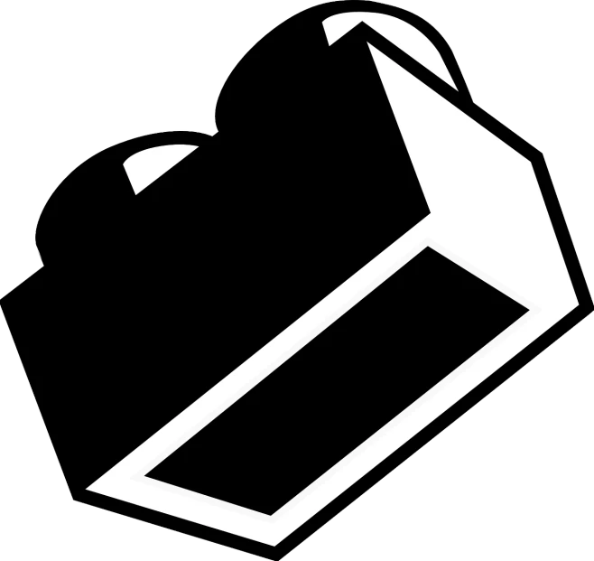 a black and white picture of a box, reddit, computer art, monocular, above side view, symbol, high-angle