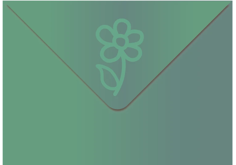 a green envelope with a flower drawn on it, digital art, material design, rating: general, avatar image, desaturated