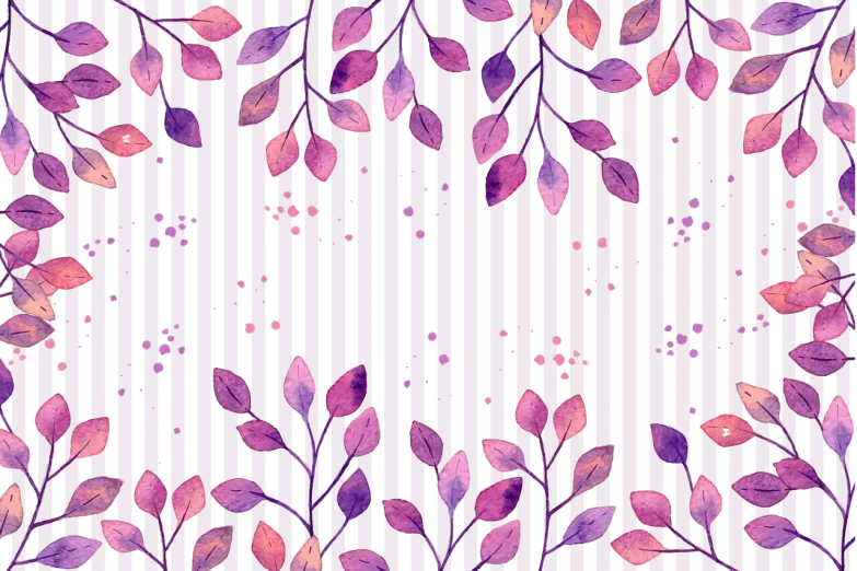 a watercolor painting of leaves on a striped background, a digital rendering, inspired by Katsushika Ōi, shutterstock, art nouveau, black and purple, tileable, magenta trees, cotton fabric