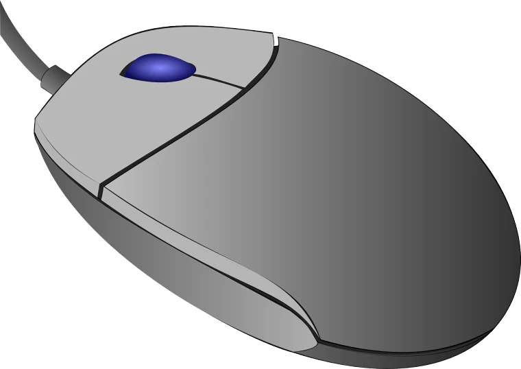 a computer mouse with a blue button, a computer rendering, pixabay, computer art, steel gray body, here is one olive, solid gray, rat