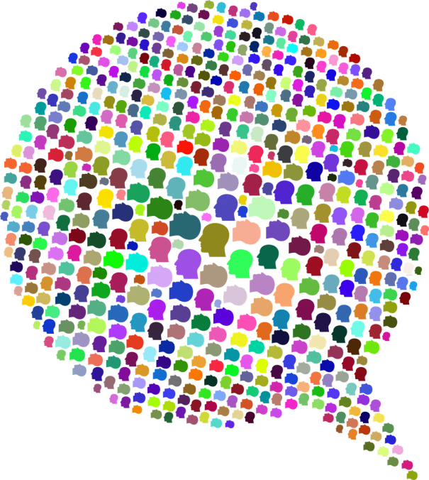 a colorful speech bubble on a black background, a digital rendering, flickr, generative art, mosaic style, clipart, datamoshed, fulls of rats. pop art