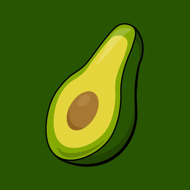 an avocado on a green background, an illustration of, pop art, game icon asset, simple and clean illustration, full color illustration, cuisine