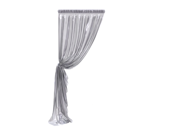 a black and white photo of a curtain, a raytraced image, zbrush central, transparent background, silver color, very very very realistic, 155 cm tall