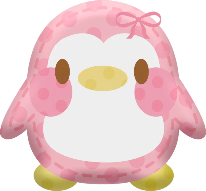 a pink penguin with a bow on its head, inspired by Awataguchi Takamitsu, mingei, [ [ soft ] ], cooky, spotted, pp