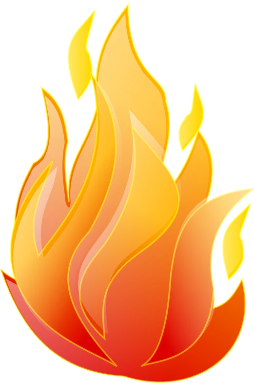 a close up of a fire on a black background, a digital rendering, inspired by Rodney Joseph Burn, clipart, no gradients, fire stainglass, three quarter view