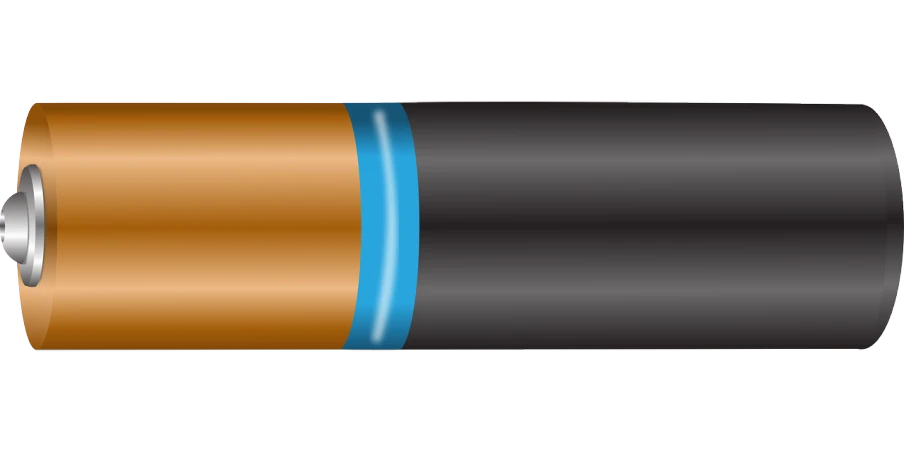 a close up of a battery on a black background, a digital rendering, inspired by João Artur da Silva, brown and cyan blue color scheme, simple primitive tube shape, color drawing, pipe