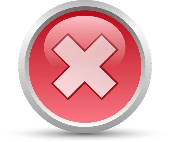 a red button with a cross mark on it, a stock photo, pixabay, computer art, there is a loose wire mesh, no gradients, 2d icon, not japanese