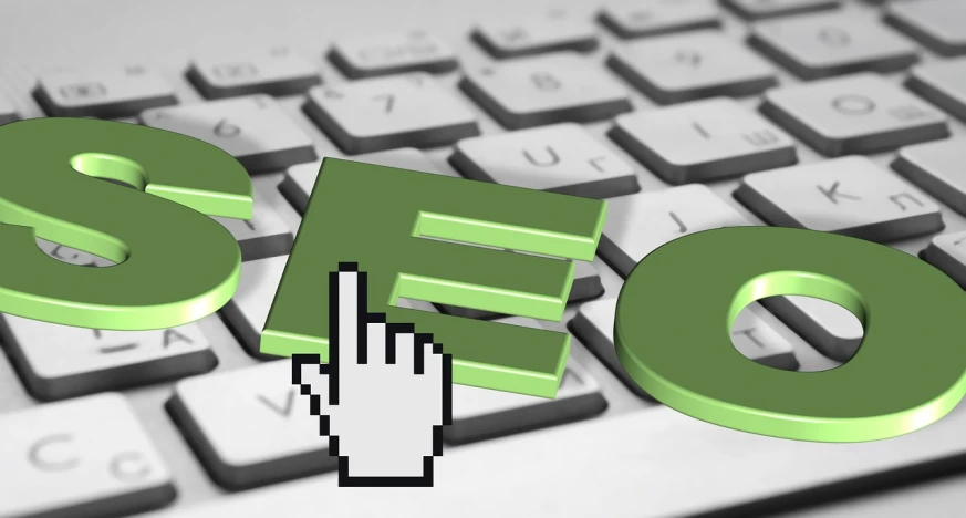 the word seo on a computer keyboard with a cursive cursive hand cursive cursive cursive cursive, a digital rendering, by Martina Krupičková, pixabay, green iris, with pointing finger, hexagonal shaped, model pose